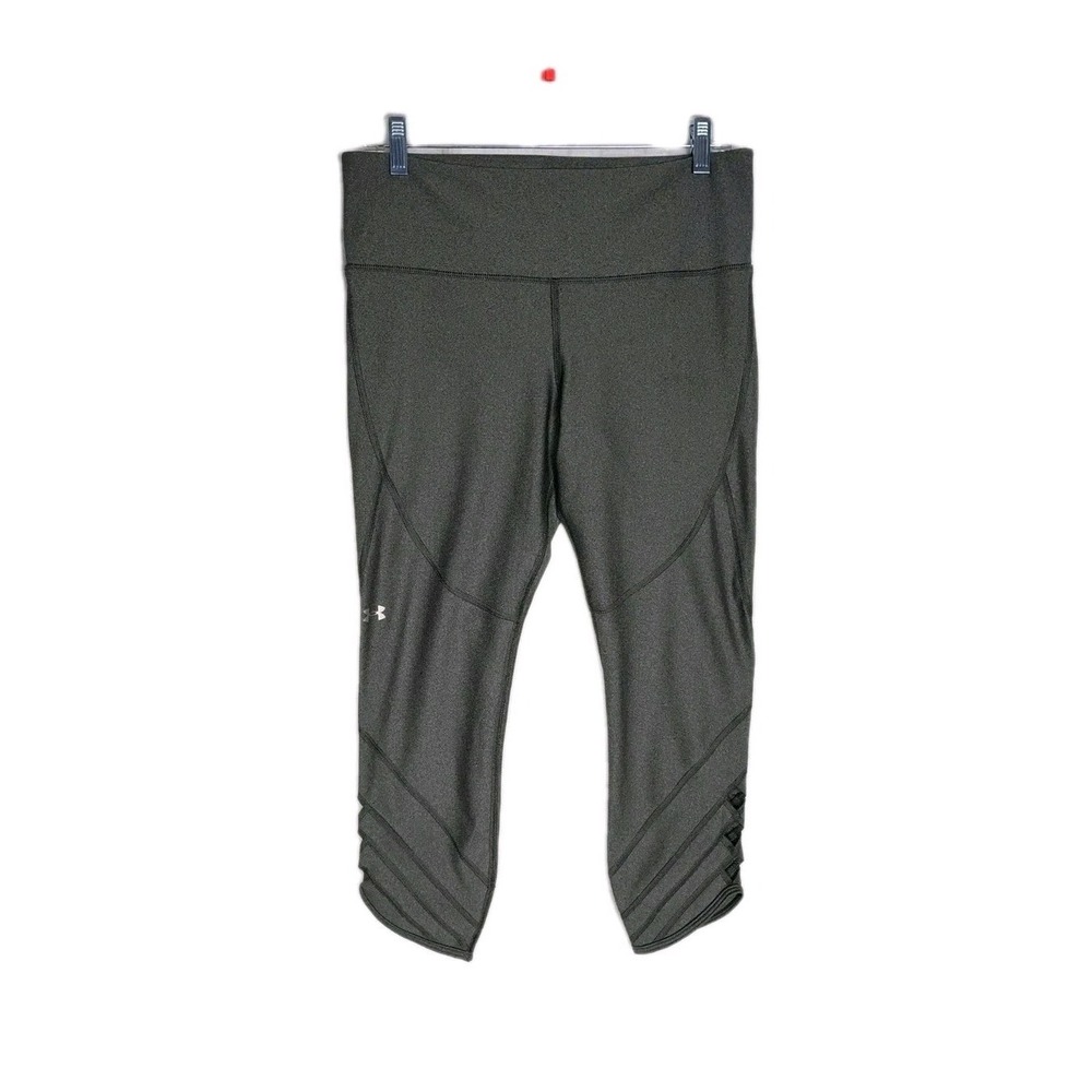 Under Armour Compression Heatgear Gray Gym‎ Yoga Crop Pants Womens Size L